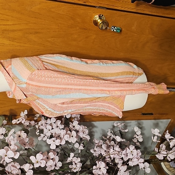 Anthropologie Maeve Shimmer Stripe Button Down Top - Picture 5 of 10